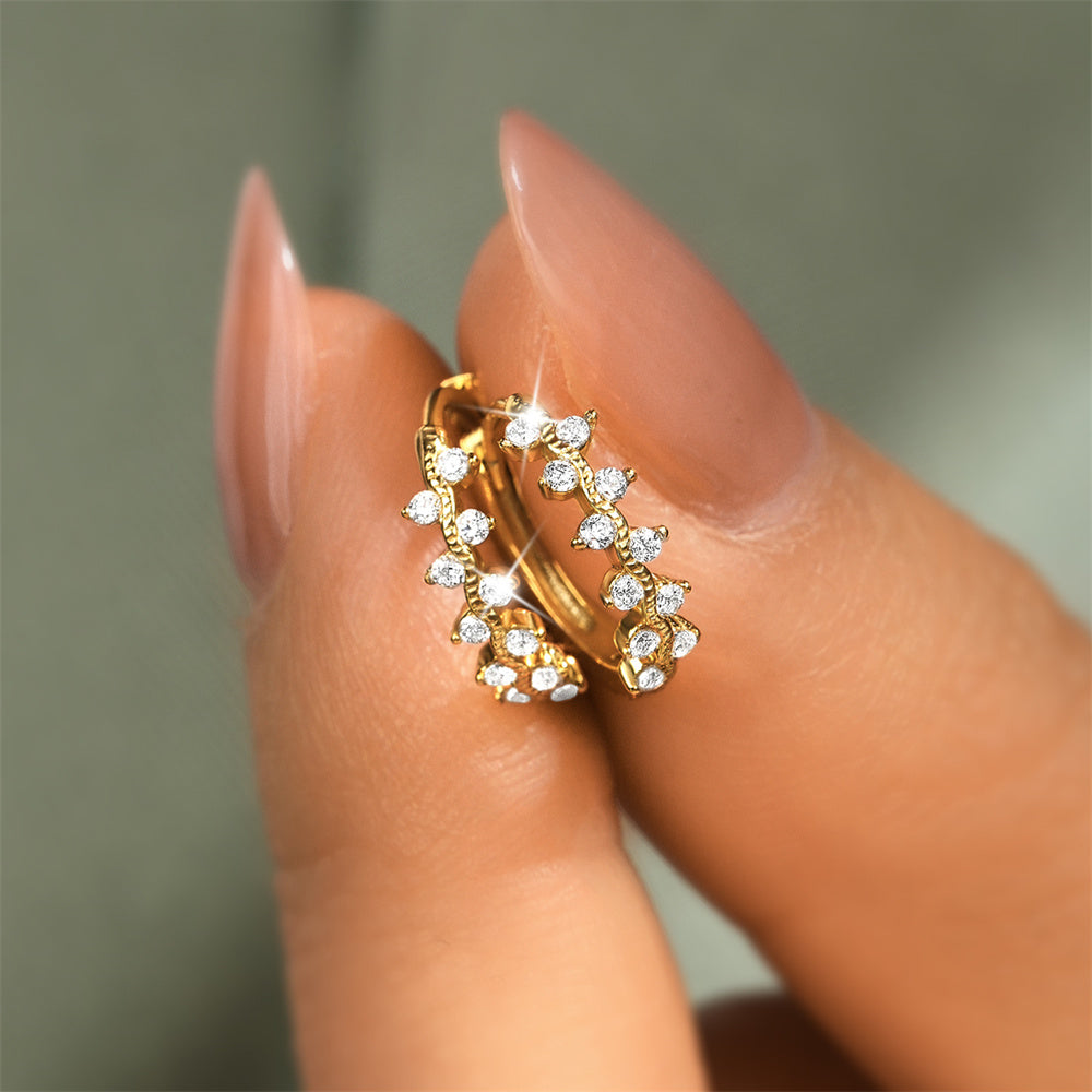 Round Diamond Huggie Hoop Earrings