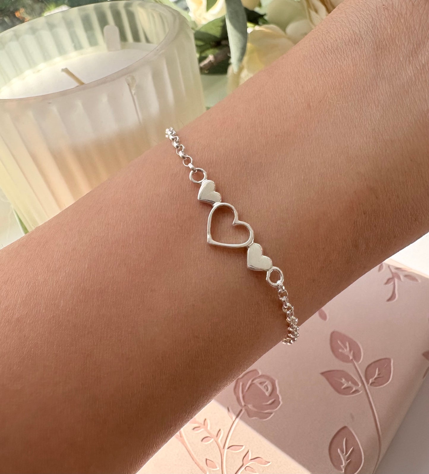Girls Silver Heart Bracelet