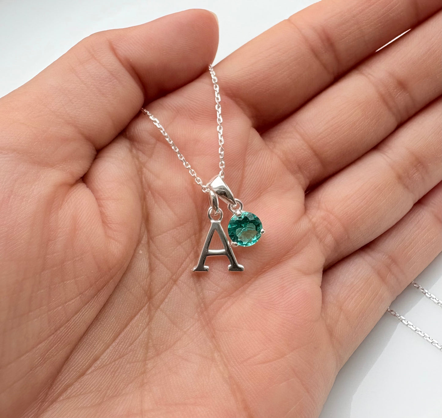 Initial birthstone necklace