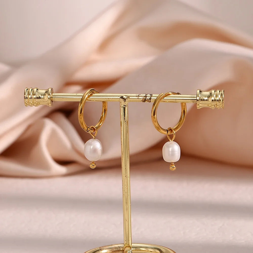 Single Pearl Hoop Earrings