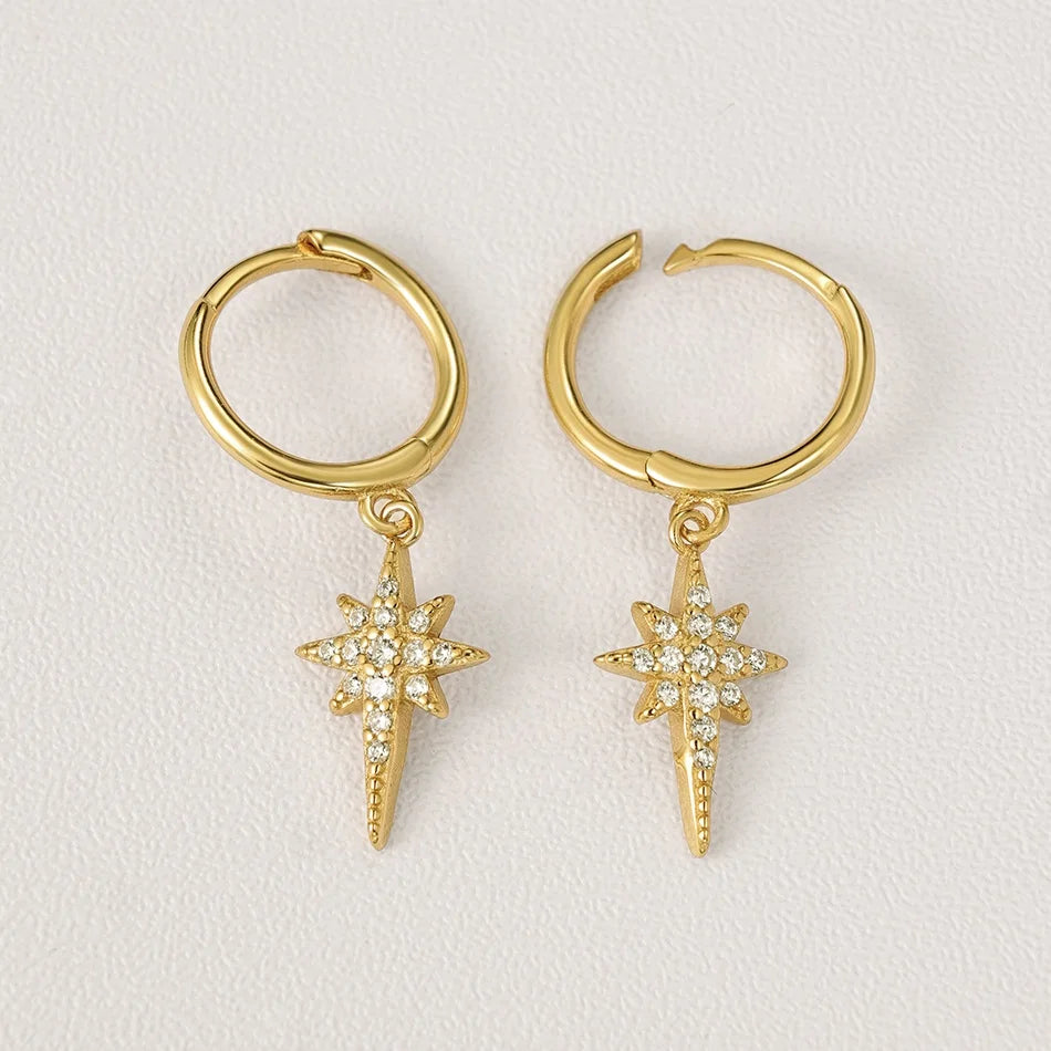 Starburst Dangle Hoop Earrings