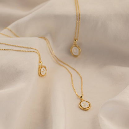 Initial Pendant Necklace - White and Gold