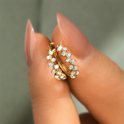 Round Diamond Huggie Hoop Earrings