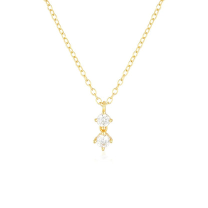 Double Diamond Pendant Necklace