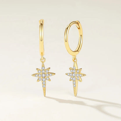 Starburst Dangle Hoop Earrings