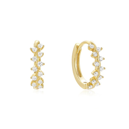 Round Diamond Huggie Hoop Earrings