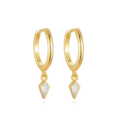 Huggie Hoop Diamond Drop Earrings