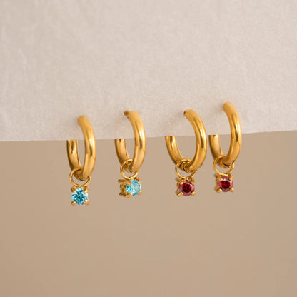Colour Stone Huggie Hoop Earrings