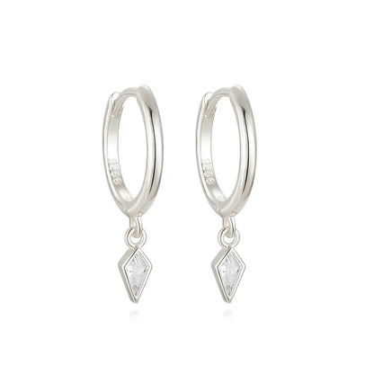 Huggie Hoop Diamond Drop Earrings