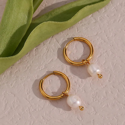 Single Pearl Hoop Earrings