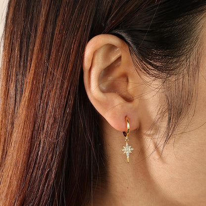 Starburst Dangle Hoop Earrings