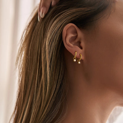 Colour Stone Huggie Hoop Earrings