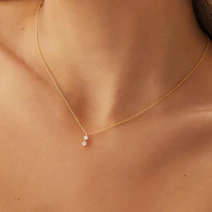 Double Diamond Pendant Necklace