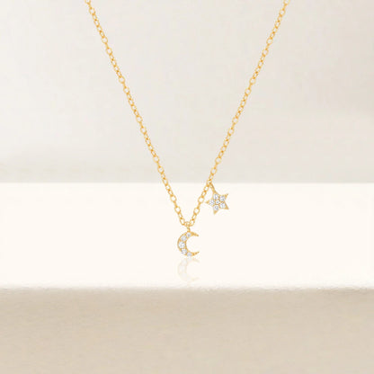 Moon and Star Necklace
