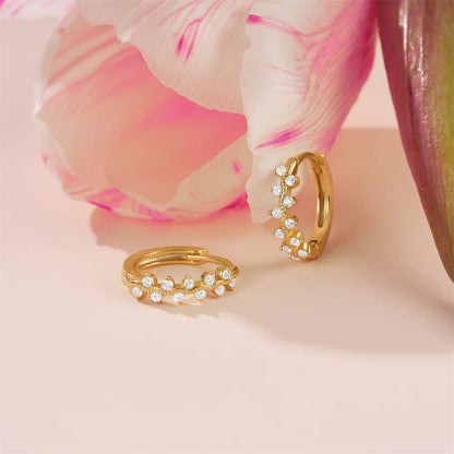 Round Diamond Huggie Hoop Earrings