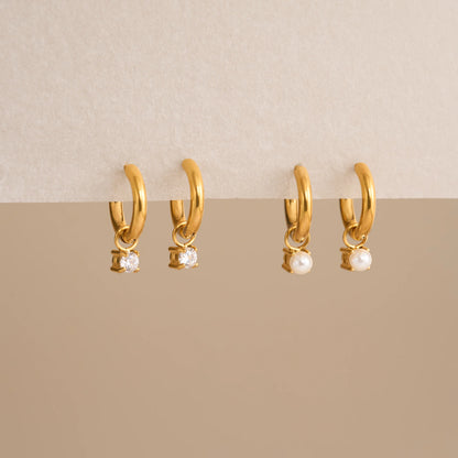 Colour Stone Huggie Hoop Earrings