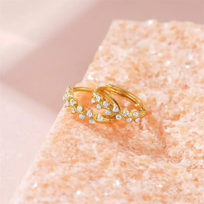 Round Diamond Huggie Hoop Earrings