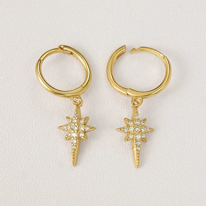 Starburst Dangle Hoop Earrings